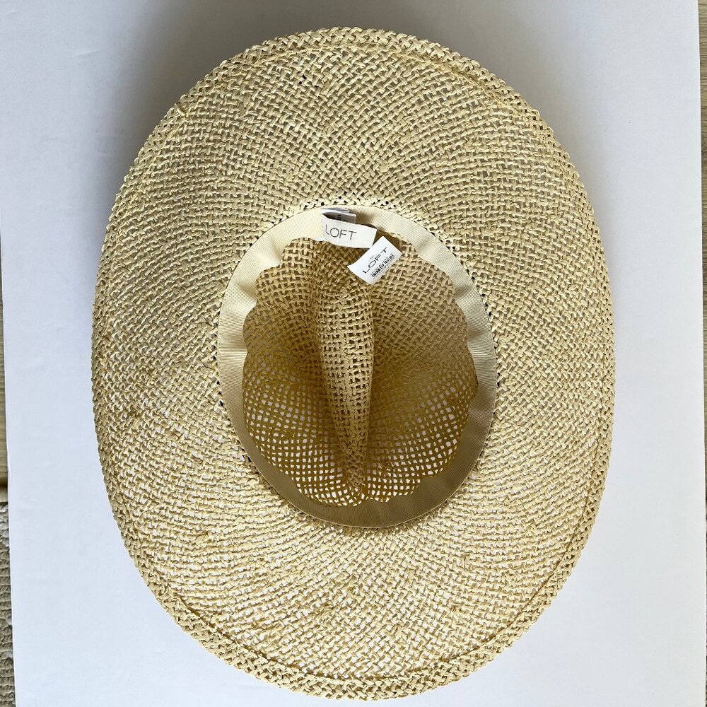 Ann Taylor LOFT Straw Structured Black White Fabric Band Hat S/M #767502 - Picture 9 of 10